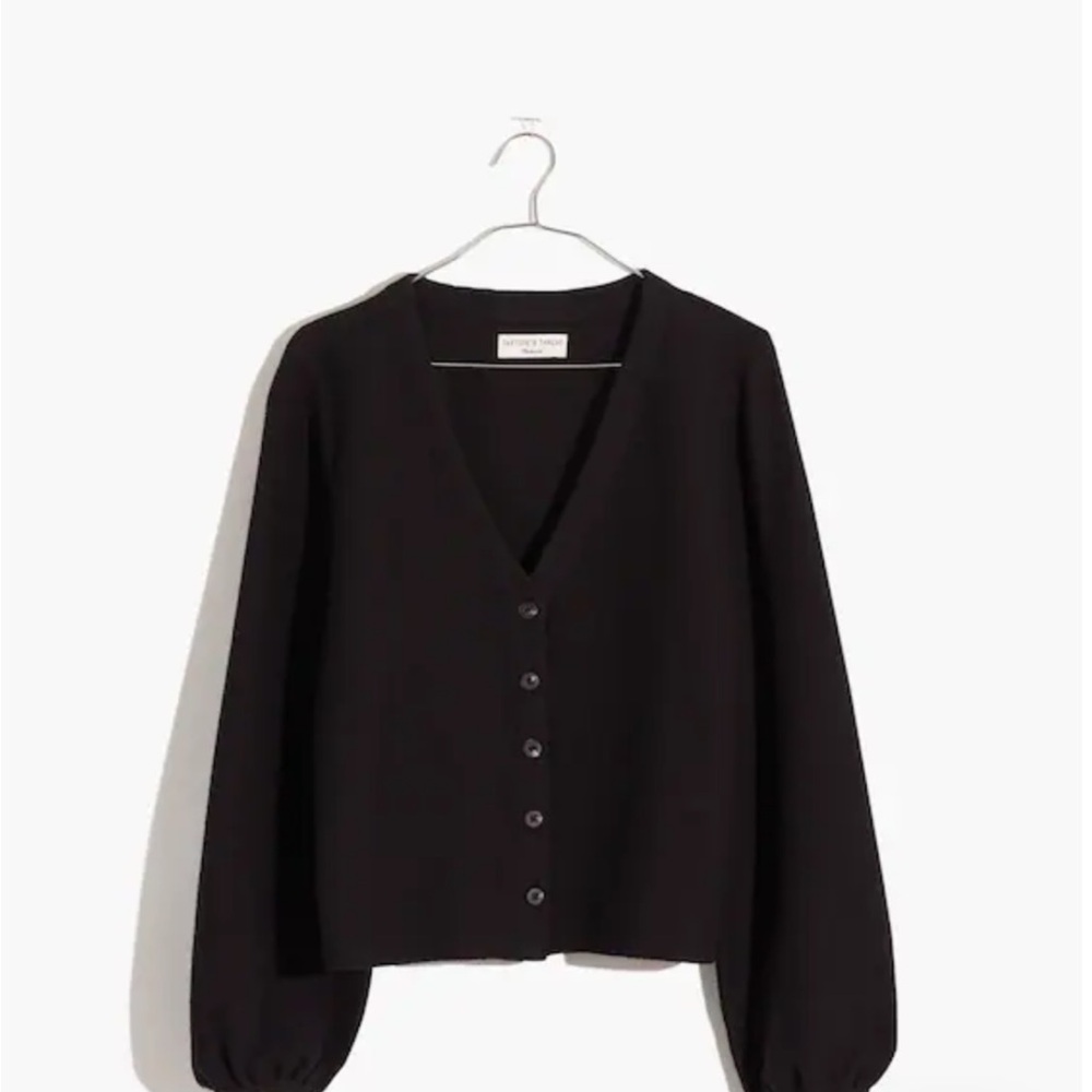 Madewell Cardigan Bubble Sleeve Black